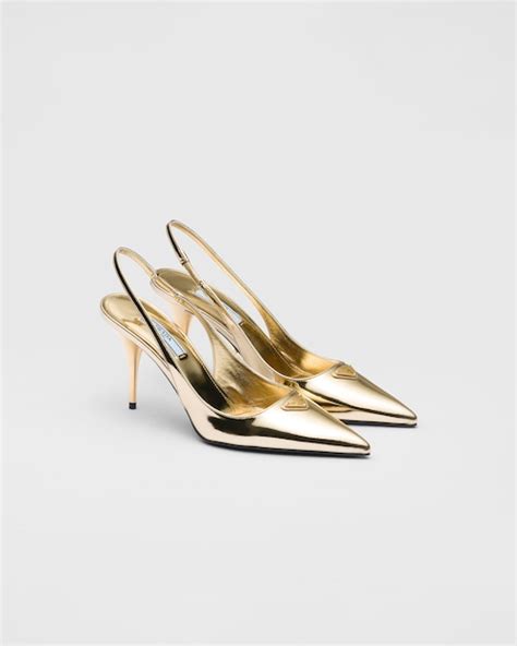 prada milano stack slingback metallic court shoe|prada pumps and sandals.